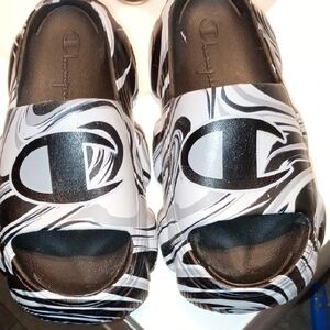 Champion Monochrome Swirl Slide Sandals